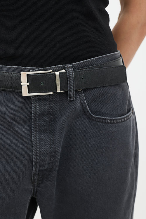 Etro Black & Blue Paisley Reversible Belt