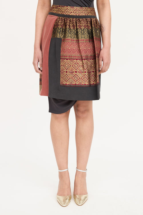 Etro Silk Brocade Pleated Skirt