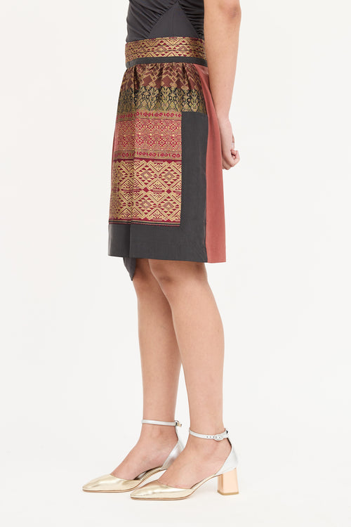 Etro Silk Brocade Pleated Skirt