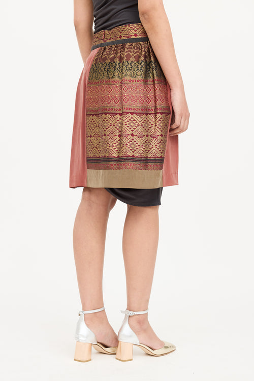 Etro Silk Brocade Pleated Skirt