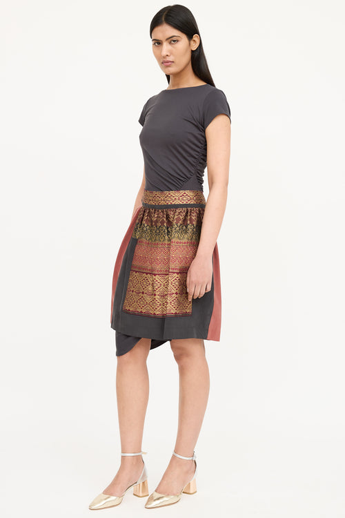 Etro Silk Brocade Pleated Skirt