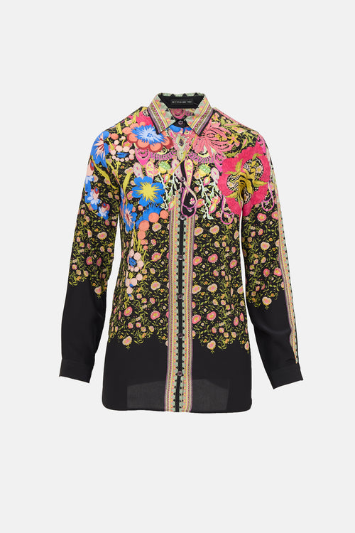 Etro Silk Floral Button Up Top