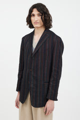 Etro Black & Multi Stripe Blazer