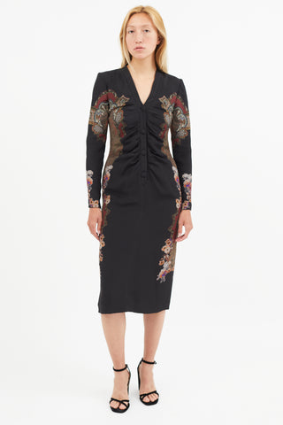Etro Black & Brown Paisley Buttoned Dress