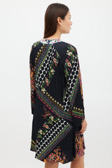 Etro Black & Multicolour Mixed Printed Midi Dress