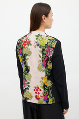 Etro Black & Multicolour Floral Collarless Blazer