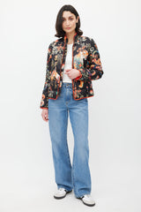 Etro Black & Multicolour Floral Down Jacket