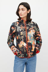 Etro Black & Multicolour Floral Down Jacket