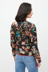 Etro Black & Multicolour Floral Down Jacket