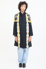 Etro Black & Multicolour Patterned Coat