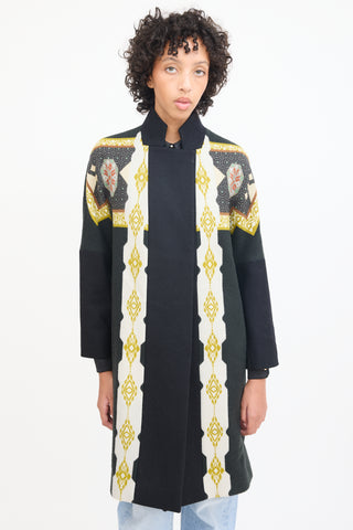 Etro Black & Multicolour Patterned Coat