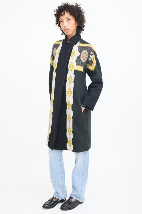 Etro Black & Multicolour Patterned Coat