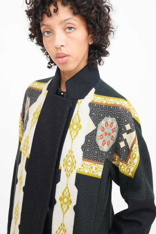 Etro Black & Multicolour Patterned Coat