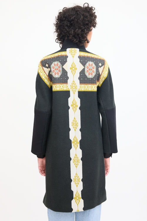 Etro Black & Multicolour Patterned Coat