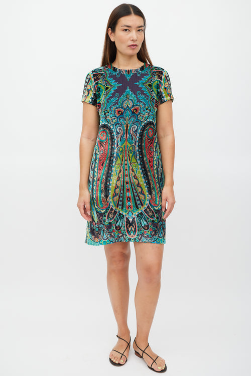 Etro Black & Multicolour Velour Paisley Dress