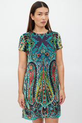 Etro Black & Multicolour Velour Paisley Dress