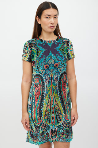 Etro Black & Multicolour Velour Paisley Dress