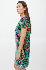 Etro Black & Multicolour Velour Paisley Dress