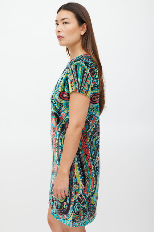 Etro Black & Multicolour Velour Paisley Dress