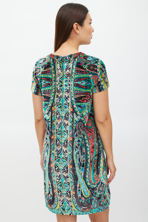 Etro Black & Multicolour Velour Paisley Dress