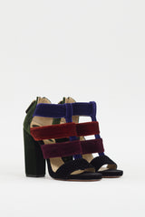 Etro Black & Muticolour Velvet Caged Heel