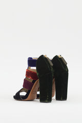 Etro Black & Muticolour Velvet Caged Heel