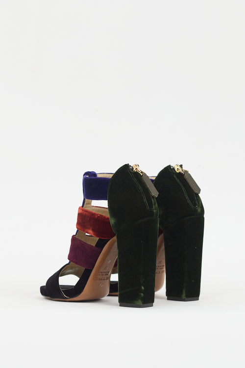 Etro Black & Muticolour Velvet Caged Heel