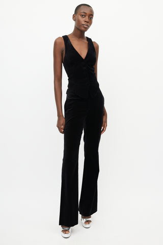 Etro Black Velvet Vest & Pant Suit