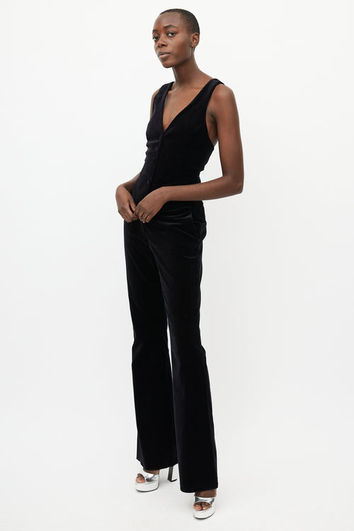 Etro Black Velvet Vest & Pant Suit