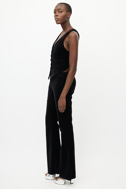 Etro Black Velvet Vest & Pant Suit