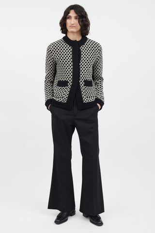 Etro Black & White Knit Cardigan