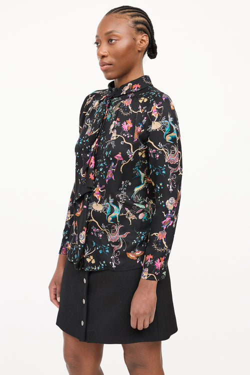 Etro Floral Silk Ruffled Blouse