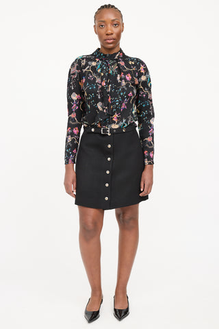 Etro Floral Silk Ruffled Blouse