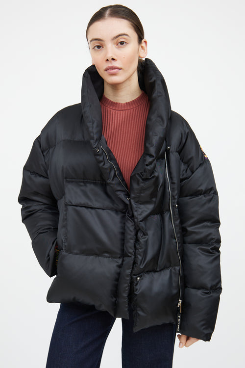 Etro Black & Multi Down Graphic Puffer Jacket