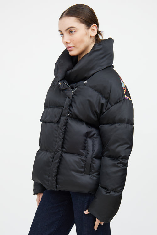 Etro Black & Multi Down Graphic Puffer Jacket