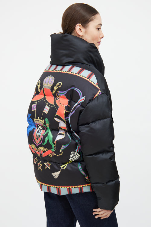 Etro Black & Multi Down Graphic Puffer Jacket