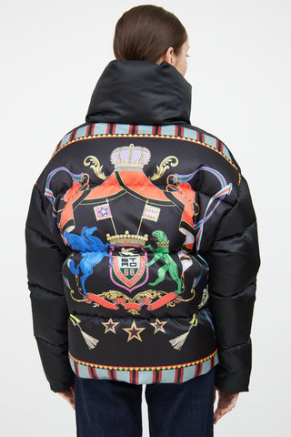 Etro Black & Multi Down Graphic Puffer Jacket