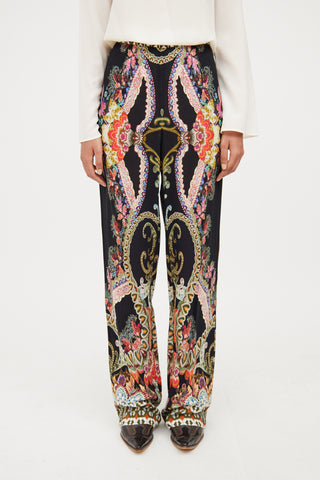 Etro Black & Multicolour Paisley Pant