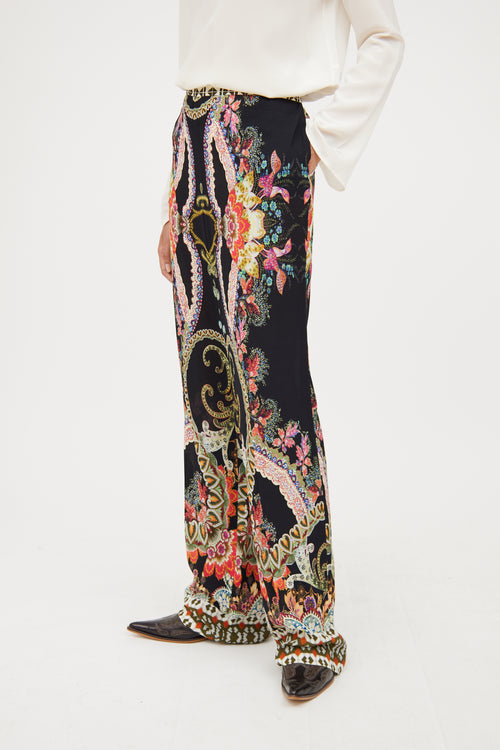 Etro Black & Multicolour Paisley Pant