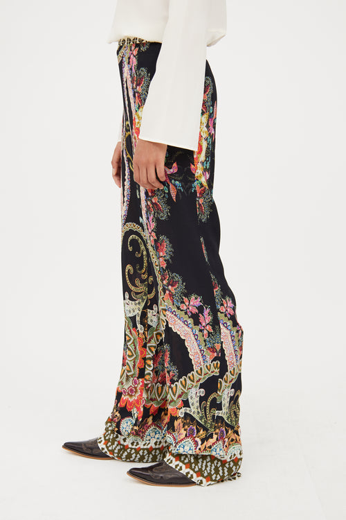 Etro Black & Multicolour Paisley Pant