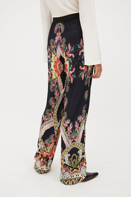 Etro Black & Multicolour Paisley Pant