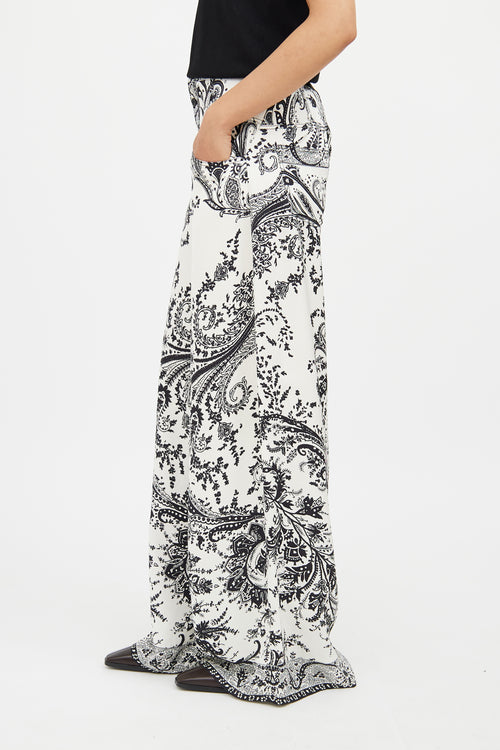 Etro White & Black Paisley Pant