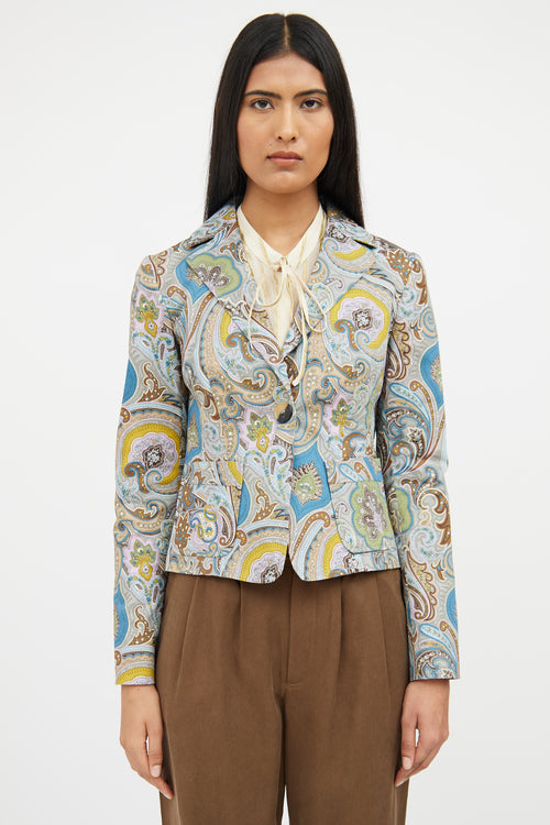 Etro Blue & Multi Paisley Blazer