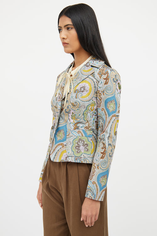 Etro Blue & Multi Paisley Blazer