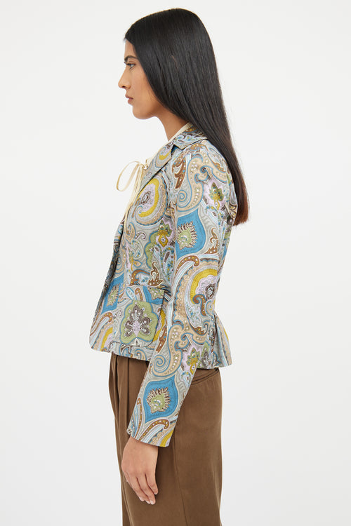 Etro Blue & Multi Paisley Blazer