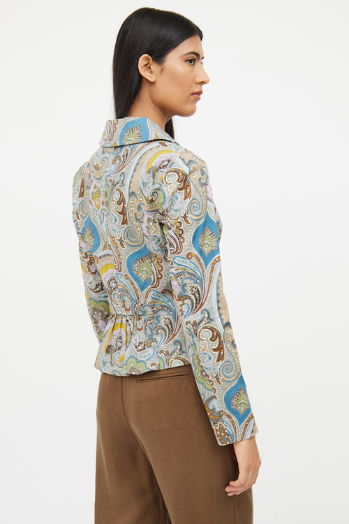 Etro Blue & Multi Paisley Blazer