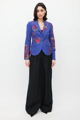 Etro Blue & Multicolour Floral Jacquard Blazer
