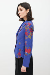Etro Blue & Multicolour Floral Jacquard Blazer