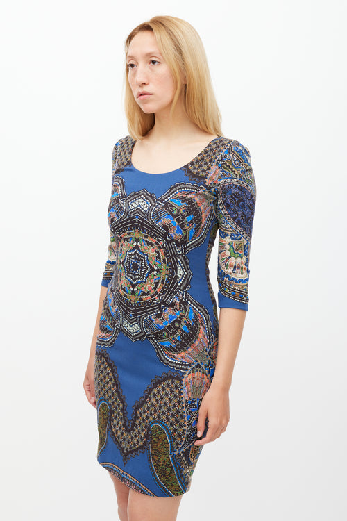 Etro Blue & Multicolour Ornate Printed Dress