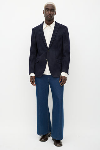 Etro Blue & White Pinstripe Blazer